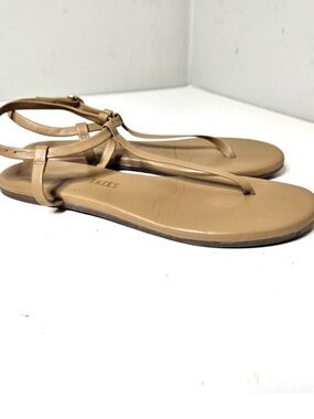 TKees Mariana Sandals Tan Cocoa Butter Leather Thong Ankle Strap Women's 6